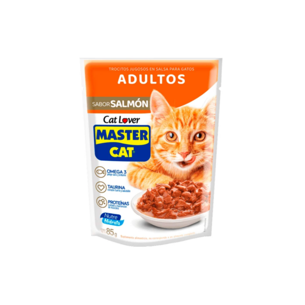 Master Cat Trocitos Jugosos Adulto Sabor Salmón 85 gr