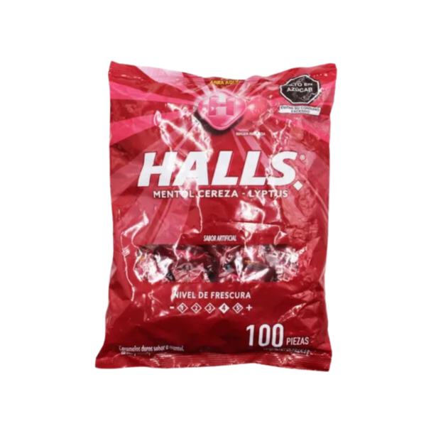 Halls Bolsa Sabor Cereza 100 unid de 3 gr cada