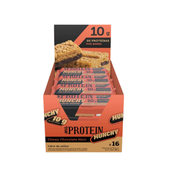 Caja de Barra Proteína Wild Protein Munchy Choco Maní 30 g - 16 un.